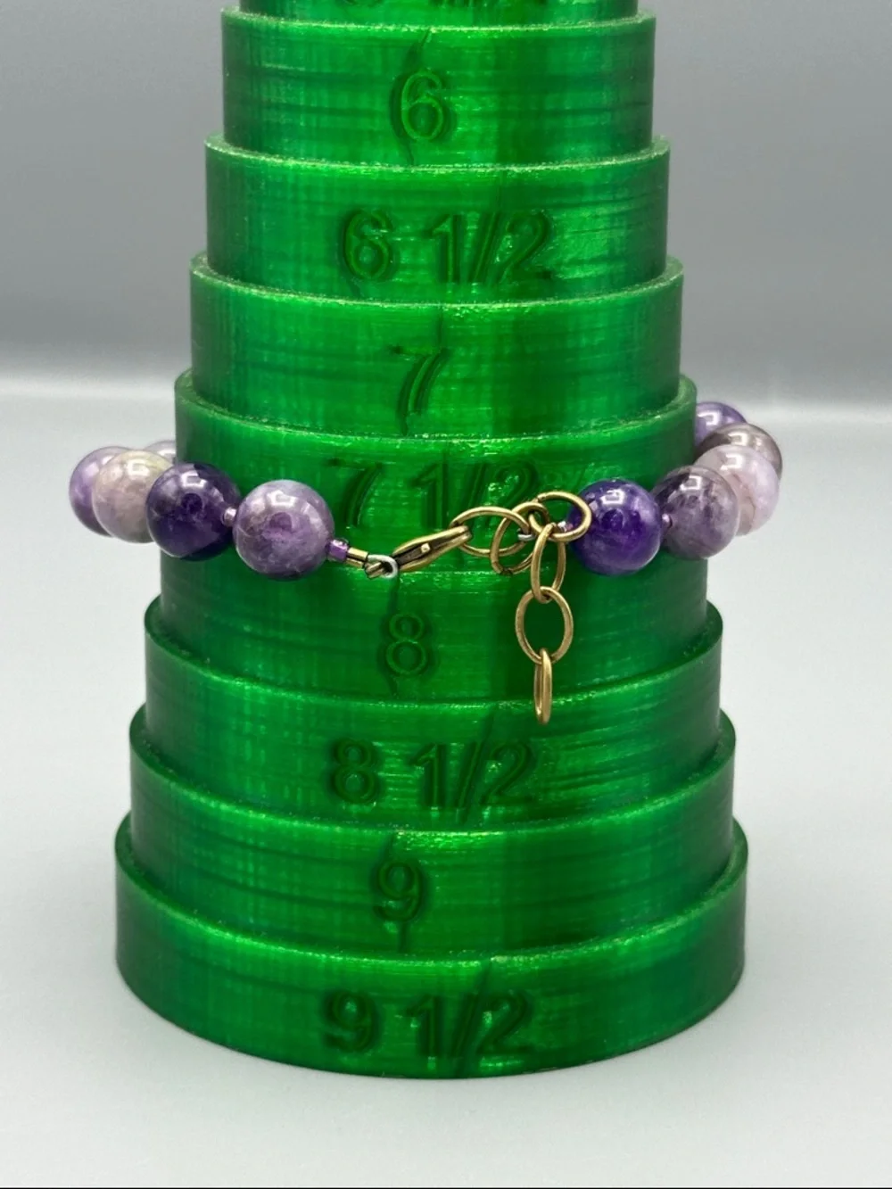Purple Amethyst Beaded Bracelet with Gold Tone Clasp